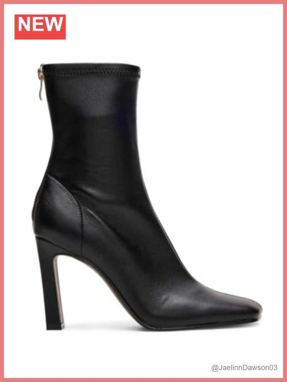 Oiamenne Women's Stretch Ankle Boots Faux Leather Back Zipper Block Heel